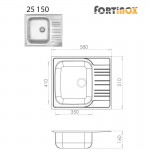 Fortinox Valley 25150 Νεροχύτης Ανοξείδωτος Ένθετος 58x51cm