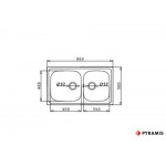 Pyramis Dorian 86x50 2B Ανοξείδωτος Νεροχύτης Αντιστρεφόμενος Ένθετος Σαγρέ με 2 Γούρνες 107169701