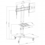 Osio OSM-7865 Τροχήλατα βάση τηλεόρασης 32″ – 65″ – VESA 600 x 400