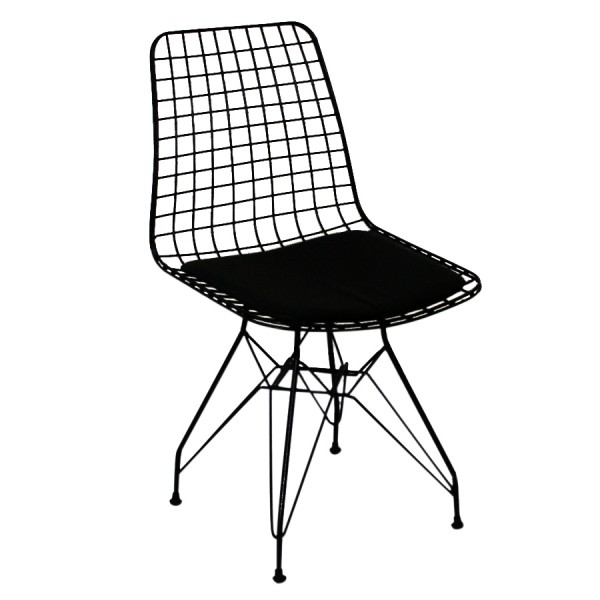 Καρέκλα Telli Μεταλλική με Πάτο Δερματίνη Μαύρο Κωδ.612