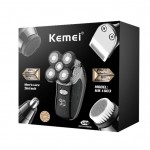 Kemei KM-1003 Επαναφορτιζόμενη Ξυριστική Μηχανή 5 Κεφαλών για ξηρό και υγρό ξύρισμα
