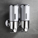 Επιτοίχια Σαπουνοθήκη τοίχου διπλή Soap Dispenser Γκρι-Inox 500ml Χ2 SD-2500