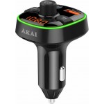 Akai FMT-52BT FM transmitter με LED, Hands Free, φορτιστή αυτοκινήτου, Bluetooth, micro SD, και 2 US