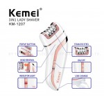 Kemei KM-1207 Επαναφορτιζόμενη Αποτριχωτική - Ξυριστική - Αφαίρεση σκληρύνσεων Συσκευή 3 σε 1
