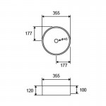 Karag LT 3134-MMB Επιτραπέζιος Νιπτήρας Μαύρο Ματ Ø35.5x35.5cm x12cm