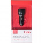 Osio OTU-5913B Διπλός φορτιστής αυτοκινήτου Fast Charge με USB Type-C και USB Type-A 36 W
