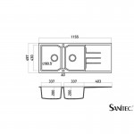 Sanitec Ultra Granite 800 2B 1D (116x50cm) GRAPHITE