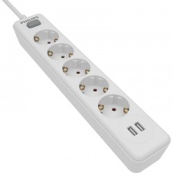 Philips SPN3052W/GRS Πολύπριζο 5 θέσεων με 2 USB Type-A 2.4 A