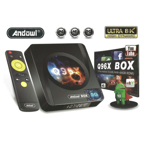 ANDOWL Q-96X SMART TV BOX Android 10 TV Box 4K, Ram 2GB-16G