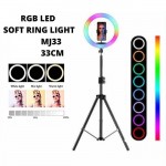 Ring Light Lamp RGB 33cm με τρίποδο LED soft ring light MJ33 με Μεγάλο Τρίποδο Και Τηλεκοντρόλ