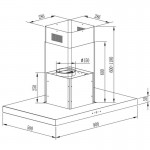 Gruppe Symmetria 90 Inox Μαύρο Γυαλί Απορροφητήρας Νησίδα