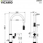 Armando Vicario Urban 400702-225 Μπαταρία Κουζίνας με Αποσπώμενο Ντους Natural Brass