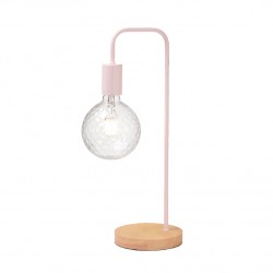 Aca KS1755TPW Φωτιστικό Πορτατίφ Ροζ Με Ξύλο Naxos