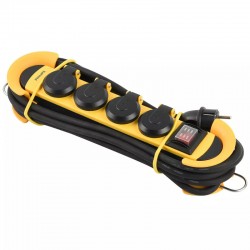 Philips SPN5140YC/GRS Πολύπριζο 4 θέσεων με διακόπτη, προστασία νερού και σκόνης IP44 και καλώδιο 5 