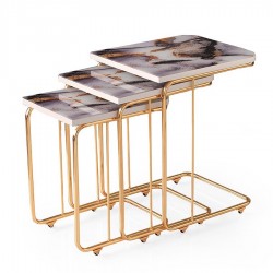 ΤΡΑΠΕΖΑΚΙΑ ΖΙΓΚΟΝ ΜΕ ΡΟΔΑΚΙΑ ΣΕΤ 3ΤΜΧ CAMILA ΧΡΥΣΟ-ΛΕΥΚΟ-ΜΑΥΡΟ 741-G2