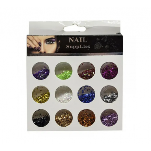 Διακοσμητικά Glitter Νυχιών 12 Τμχ - Nail Supplies