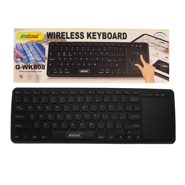 Andowl Q-WK808 Ασύρματο Πληκτρολόγιο με Touchpad Αγγλικό - Μαύρο