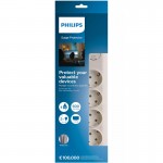 Philips SPN7041WA/GRS Πολύπριζο ασφαλείας 4 θέσεων με προστασία ομοαξονικού καλωδίου τηλεόρασης