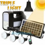GDLite Ηλιακό Σύστημα Φωτισμού Φόρτισης Με Panel Μπαταρία Φακό + 3 Λάμπες GD-8017