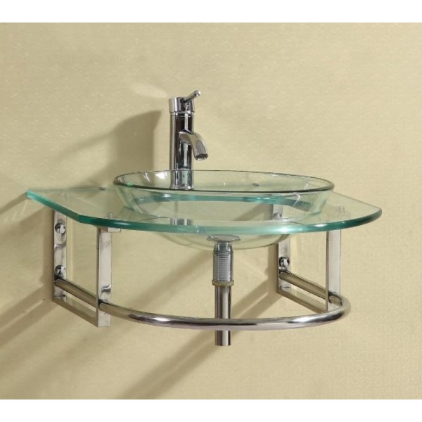 Gloria Glass Basin Full System Σύστημα Νιπτήρα με υποστήριξη τοίχου 60*55 (36-6055)