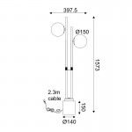 Aca ML127022FBK Επιδαπέδιο Φωτιστικό Μαύρο/Λευκό Quadro