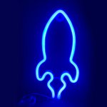 Aca X04876320 Διακοσμητικό Φωτιστικό Πύραυλος Neon Led Μπαταρίας/USB Μπλε