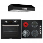 MultiHome MH-6060 Black Glass Φούρνος + MH-6109 Μικτή Εστία + MH-6671 Black Ελεύθερος Απορροφητήρας