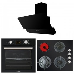 ΣΕΤ ΦΟΥΡΝΟΣ MH-6060 BL GL +  ΜΙΚΤΗ MH-6109 (3 GAS + 1 ΚΕΡ) + ΑΠΟΡ ΚΑΜΙΝΑΔΑ MH-6601 BL 90CM MULTIHOME