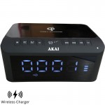 Akai ACRB-1000 Ξυπνητήρι, ασύρματος φορτιστής και ηχείο Bluetooth με διπλό USB, Aux-In και FM – 5 W