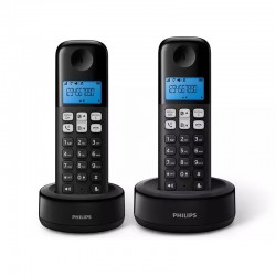 Philips D1612B/GRS Μαύρο (Ελληνικό Μενού) Διπλό ασύρματο τηλέφωνο ανοιχτή ακρόαση, φωτιζόμενη οθόνη