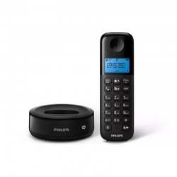 Philips D1651B/GRS Μαύρο (Ελληνικό Μενού) Ασύρματο τηλέφωνο με τηλεφωνητή, ανοιχτή ακρόαση, φωτιζόμε