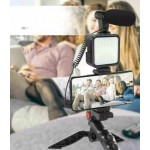 Live Streaming Set AY-49 – Τρίποδο Κινητού/Κάμερα με Φωτισμό Led και Μικρόφωνο – Vlogging Video Kit