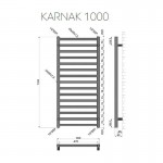Karag Karnak 1000  Nero 8,5x50x100cm Θερμαντικό Σώμα Μπάνιου Μαύρο