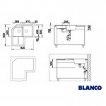 Blanco Metra 9 E 83X83 cm Γρανιτένιος Νεροχύτης Γωνιακός Black
