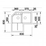 Blanco Metra 9 E 83X83 cm Γρανιτένιος Νεροχύτης Γωνιακός Tartufo