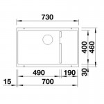 Blanco Subline 700-U Level White Γρανιτένιος Νεροχύτης Υποένθετος 70x40cm