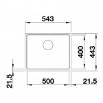 Blanco Subline 500-IF Steelframe Black 54,3x44,3 Επικαθήμενος Γρανιτένιος Νεροχύτης