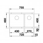 Blanco Subline 430/270-U White Νεροχύτης Υποκαθήμενος 755x460