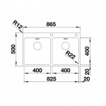 Blanco Andano 400/400 IF/A 865x500 Νεροχύτης Inox PushControl