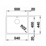 Blanco Andano 500 U 54x44 Υποκαθήμενος Νεροχύτης Inox