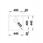 Blanco Andano 400 U 44x44 Υποκαθήμενος Νεροχύτης Inox