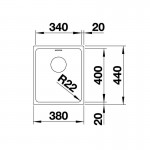 Blanco Andano 340 U 38x44 Υποκαθήμενος Νεροχύτης Inox