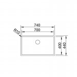 Blanco Claron 700-U 74X44 Υποκαθήμενος Νεροχύτης Inox