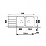 Blanco Lemis 8 S-IF 116x50 Νεροχύτης Inox