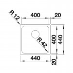 Blanco Solis 400-U 44x44 cm Υποκαθήμενος Νεροχύτης Inox