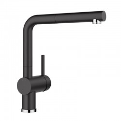 Blanco Linus-S Black Μπαταρία Κουζίνας με επεκτάσιμο ντουζ 