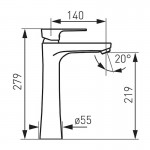 Karag Ferro Algeo Square BAQ2L επικαθήμενη μπαταρία νιπτήρα Chrome