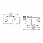 Karag Ferro Algeo Square BAQ3PA22 Εντοιχιζόμενη μπαταρία νιπτήρα Chrome 22 cm