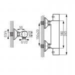 Karag Ferro Thermostatic Varese TAM7 επιτοίχια θερμοστατική μπαταρία ντους Chrome