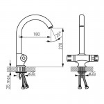 Karag Ferro Thermostatic TA4 επικαθήμενη θερμοστατική μπαταρία κουζίνας Chrome